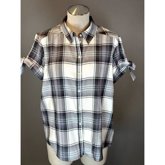 Paige NEW Avery Shirt in Eggshell Multi Size M - Picture 1 of 4